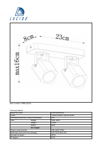 Bruksanvisning Lucide 33961/10/31 Roax Lampa