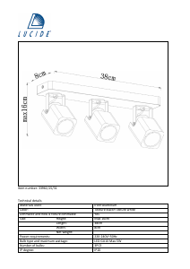 Bruksanvisning Lucide 33961/15/31 Roax Lampa