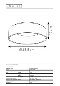 Hướng dẫn sử dụng Lucide 46100/32/30 Talowe Đèn