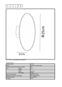 كتيب مصباح 46201/08/31 Eklyps led Lucide