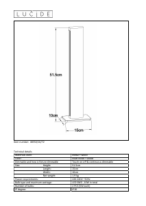 Manual Lucide 48550/10/72 Sytze Lamp