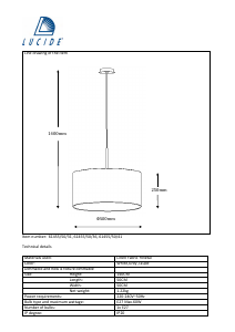 Bruksanvisning Lucide 61455/50/36 Cliff Lampa