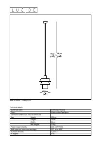 Manual Lucide 70481/01/31 Jaden Lamp
