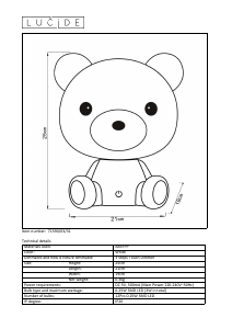 Посібник Lucide 71590/03/31 Dodo bear Лампа