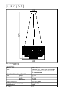 사용 설명서 Lucide 78376/41/30 Raka 램프