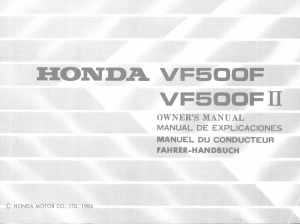 Mode d’emploi Honda VF500F (1984) Moto