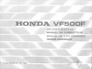 Manual de uso Honda VF500F (1985) Motocicleta