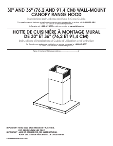 Manual Amana WVW57UC0FS Cooker Hood