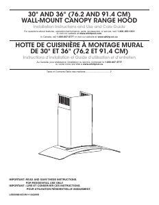 Manual Amana WVW75UC6DS Cooker Hood