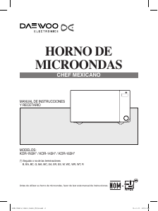 Manual de uso Daewoo KOR-1N3HW Microondas