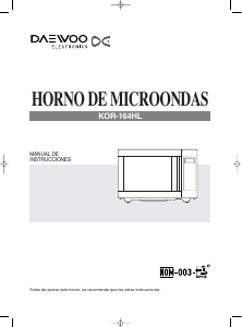 Manual de uso Daewoo KOR-164HL Microondas