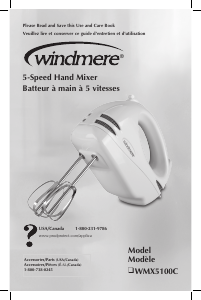 Manual Windmere WMX5100C Hand Mixer