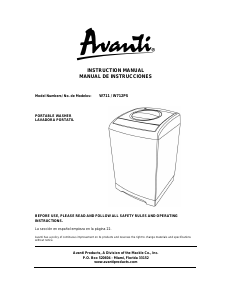 Manual Avanti W711 Washing Machine