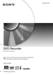 Bruksanvisning Sony RDR-GX380 DVD spelare