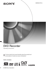 Bruksanvisning Sony RDR-HXD860 DVD spelare