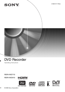 Manual Sony RDR-HXD710 DVD Player