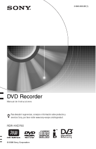 Manual de uso Sony RDR-HXD760 Reproductor DVD