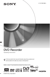 Bruksanvisning Sony RDR-HXD770 DVD spelare