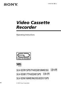 Handleiding Sony SLV-ED817TH Videorecorder