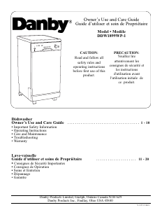Manual Danby DDW1899WP-1 Dishwasher