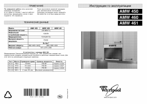 Руководство Whirlpool AMW 450 Микроволновая печь