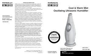 Bruksanvisning Homedics UHE-OW14 Luftfuktare