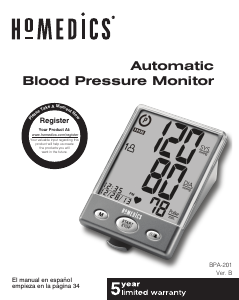Bruksanvisning Homedics BPA-201 Blodtrycksmätare