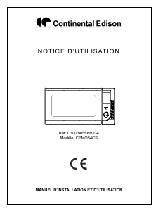 Mode d’emploi Continental Edison CEMO34CS Micro-onde