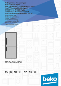 Bedienungsanleitung BEKO RCSA240M30W Kühl-gefrierkombination