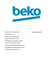 Руководство BEKO RDSA240K20S Холодильник с морозильной камерой