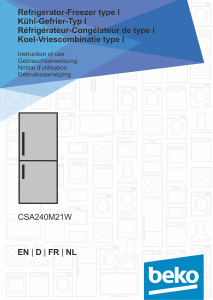 Handleiding BEKO CSA240M21W Koel-vries combinatie