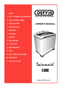 Handleiding Defy DTT 164 Was-droog combinatie