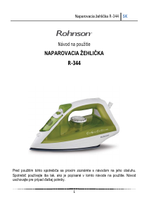 Návod Rohnson R-344 Žehlička