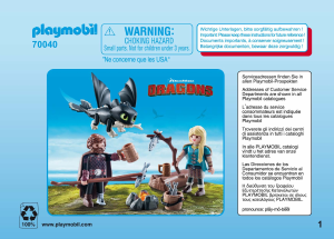 Handleiding Playmobil set 70040 Dragons Hikkie en Astrid met Babydraak