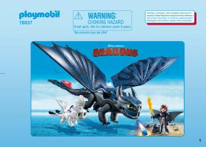 Manual Playmobil set 70037 Dragons Hiccup, toothless si pui de dragon