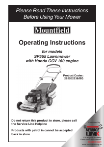 Manual Mountfield SP555RV Lawn Mower