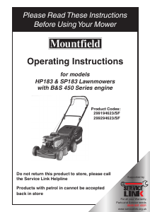 Handleiding Mountfield HP183 Grasmaaier