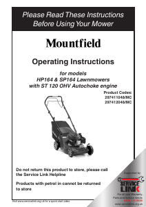 Manual Mountfield HP164 Lawn Mower