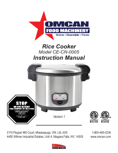 Bruksanvisning Omcan CE-CN-0005 Riskokare