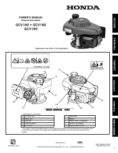 Bruksanvisning Honda GCV160 Motor