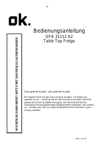 Bedienungsanleitung OK OFK 31112 A2 Kühlschrank