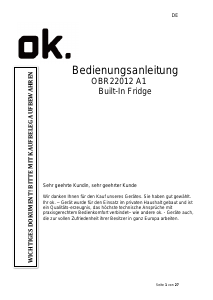 Bedienungsanleitung OK OBR 22012 A1 Kühlschrank
