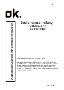 Bedienungsanleitung OK OBK 88012 A2 Kühlschrank