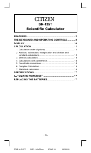 Handleiding Citizen SR-135T Rekenmachine