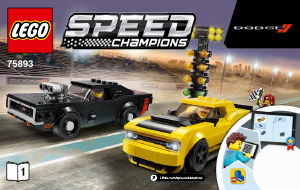 Manual de uso Lego set 75893 Speed Champions Dodge Challenger SRT Demon de 2018 y Dodge Charger R/T de 1970