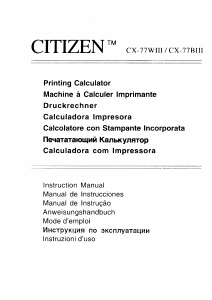 Manual Citizen CX-77BIII Calculadora de impressão