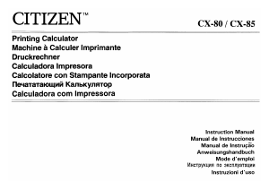 Mode d’emploi Citizen CX-85 Calculatrice imprimante