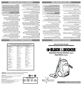 Manual Black and Decker VC120 Vacuum Cleaner