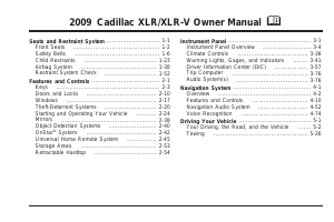 Handleiding Cadillac XLR-V (2009)