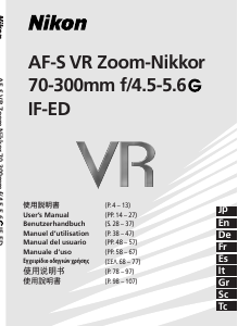 Bedienungsanleitung Nikon Nikkor AF-S VR Zoom-Nikkor 70-300mm f/4.5-5.6G IF-ED Objektiv